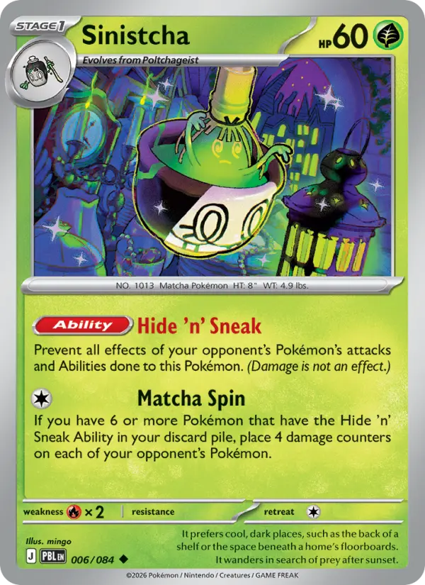 Sinistcha Reverse Holo 006/84 Pitch Black Pokémon Card