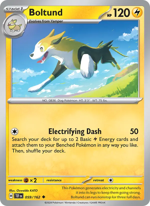 Boltund Reverse Holo 059/162 Temporal Forces Pokémon Card