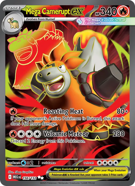 Mega Camerupt ex Holo 156/132 Mega Evolution Pokémon Card