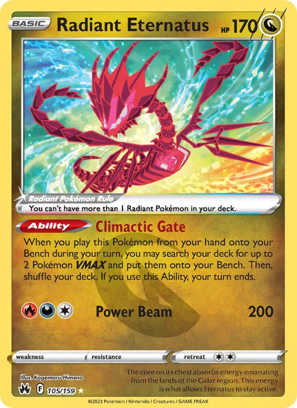Radiant Eternatus Holo 105/159 Crown Zenith Pokémon Card