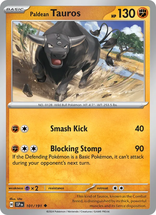 Paldean Tauros Normal 101/191 Surging Sparks Pokémon Card