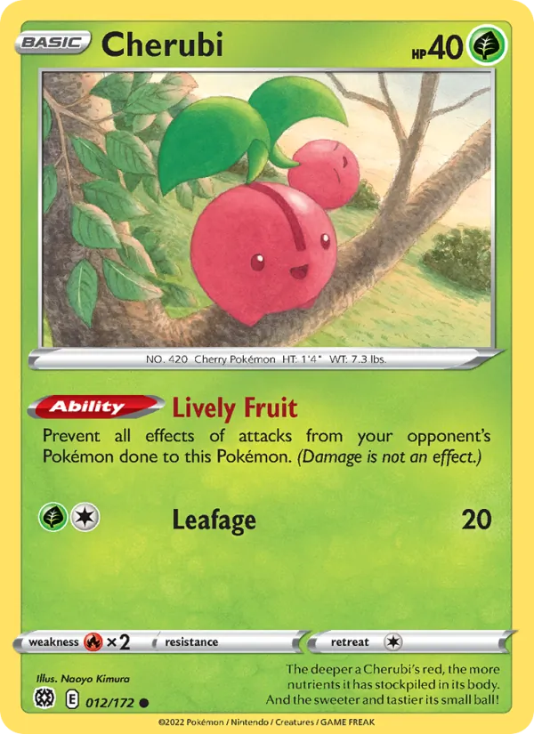 Cherubi Reverse Holo 012/172 Brilliant Stars Pokémon Card