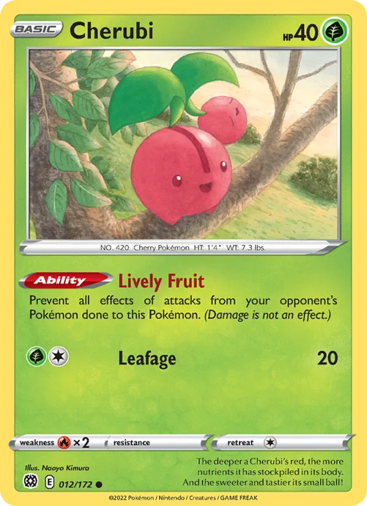 Cherubi Reverse Holo 012/172 Brilliant Stars Pokémon Card