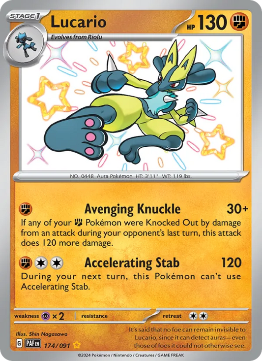 Lucario Holo 174/91 Paldean Fates Pokémon Card