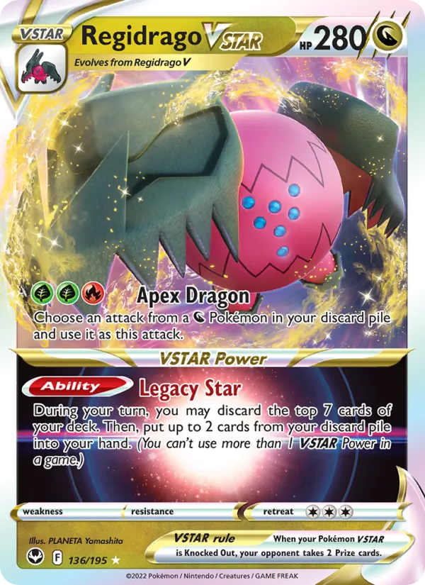 Regidrago VSTAR Holo 136/195 Silver Tempest Pokémon Card