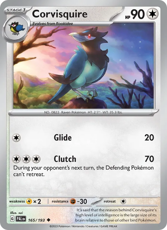 Corvisquire Normal 165/193 Paldea Evolved Pokémon Card