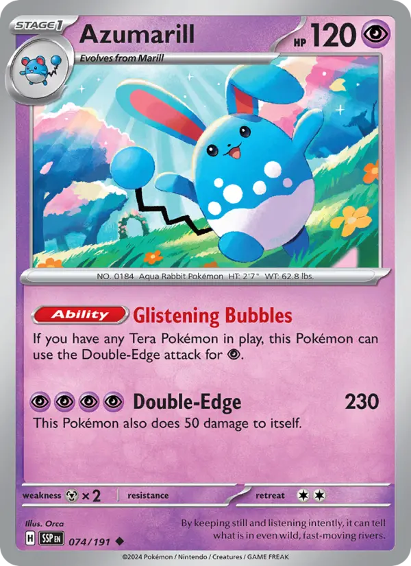 Azumarill Reverse Holo 074/191 Surging Sparks Pokémon Card