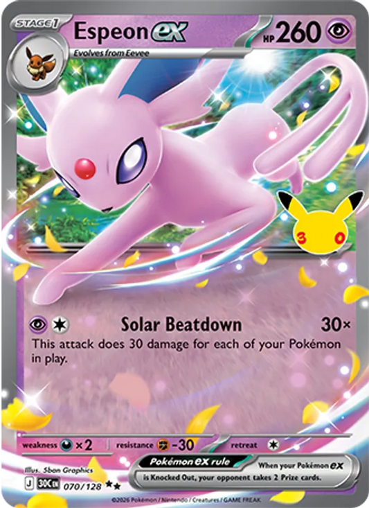 Espeon ex Normal 070/128 30th Celebration Pokémon Card