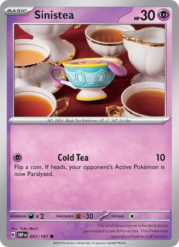 Sinistea Reverse Holo 097/197 Obsidian Flames Pokémon Card
