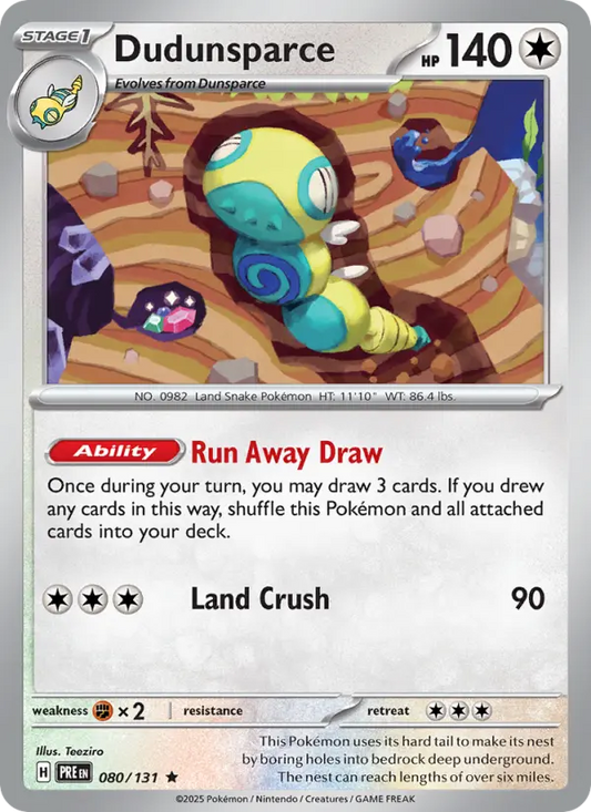 Dudunsparce Reverse Holo 080/131 Prismatic Evolutions Pokémon Card