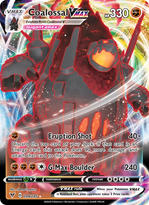 Coalossal VMAX Holo 099/185 Vivid Voltage Pokémon Card