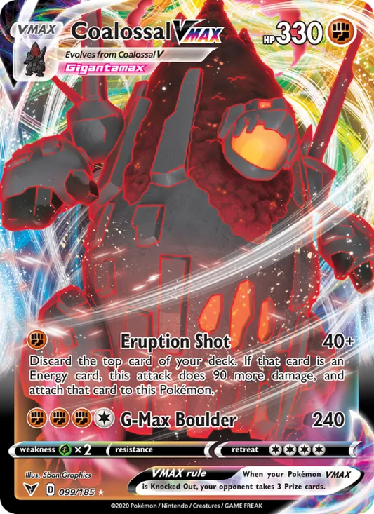 Coalossal VMAX Holo 099/185 Vivid Voltage Pokémon Card