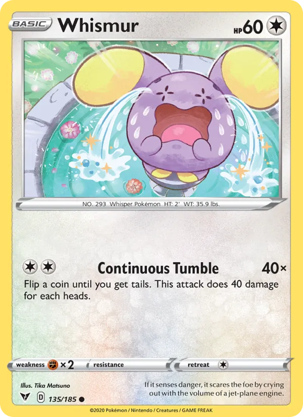 Whismur Reverse Holo 135/185 Vivid Voltage Pokémon Card