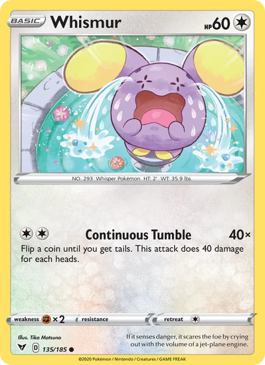 Whismur Reverse Holo 135/185 Vivid Voltage Pokémon Card