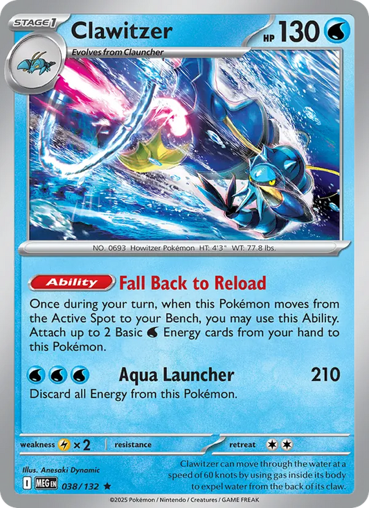Clawitzer Holo 038/132 Mega Evolution Pokémon Card