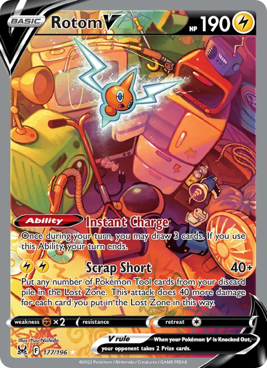 Rotom V Holo 177/196 Lost Origin Pokémon Card