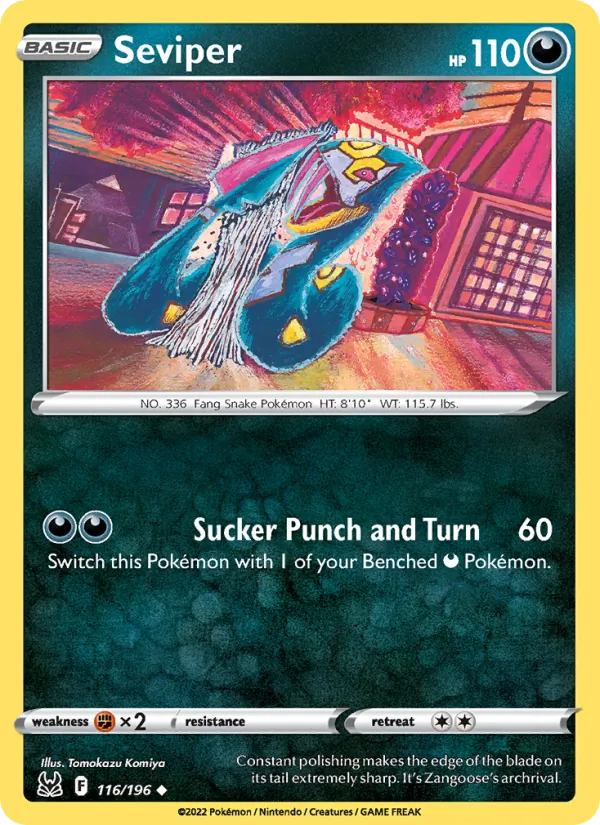 Seviper Reverse Holo 116/196 Lost Origin Pokémon Card