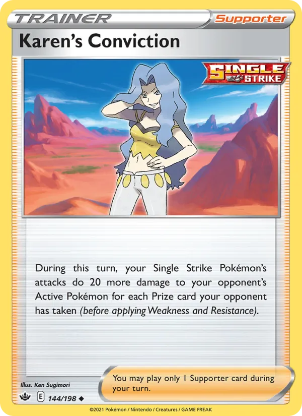 Karen's Conviction Reverse Holo 144/198 Chilling Reign Pokémon Card