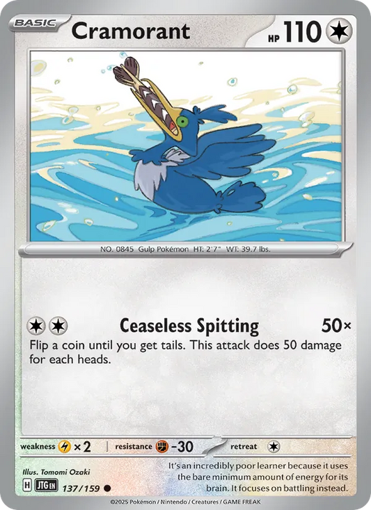 Cramorant Normal 137/159 Journey Together Pokémon Card