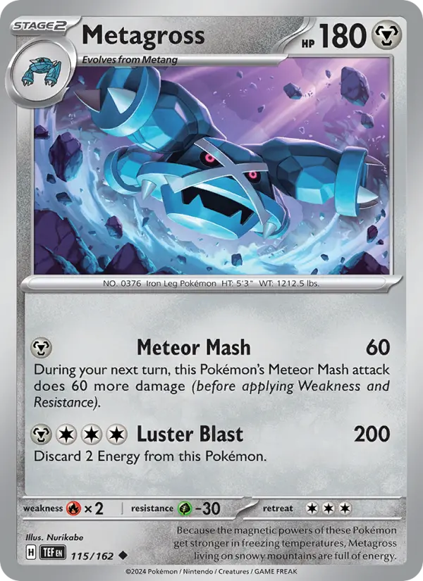Metagross Reverse Holo 115/162 Temporal Forces Pokémon Card