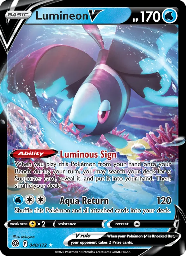 Lumineon V Holo 040/172 Brilliant Stars Pokémon Card