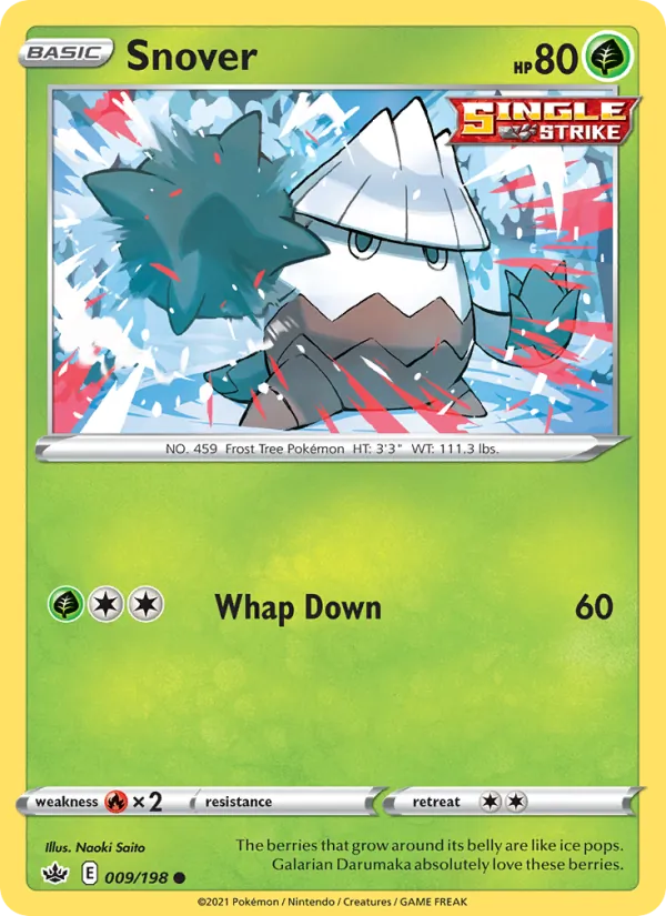 Snover Reverse Holo 009/198 Chilling Reign Pokémon Card