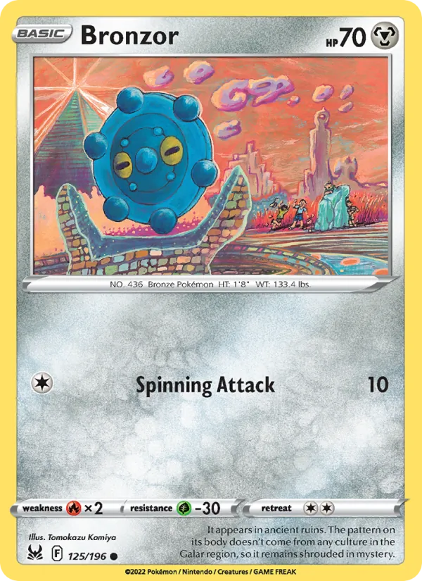 Bronzor Reverse Holo 125/196 Lost Origin Pokémon Card