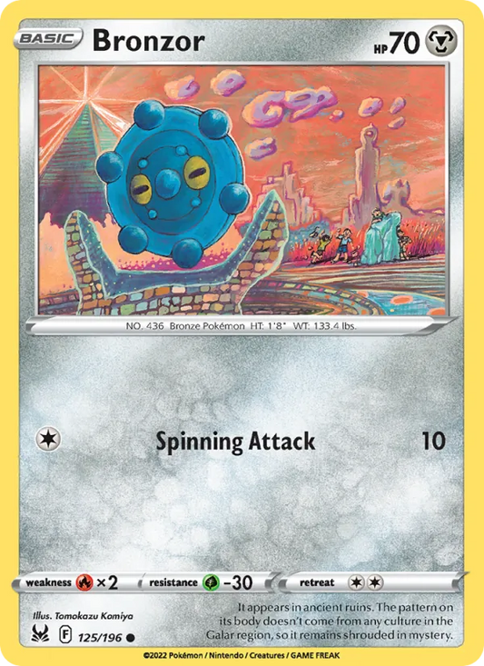 Bronzor Reverse Holo 125/196 Lost Origin Pokémon Card