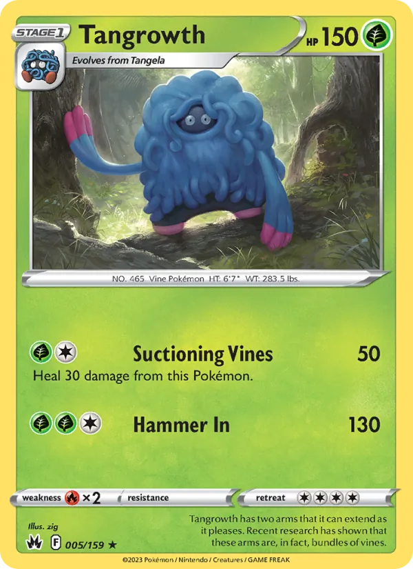 Tangrowth Reverse Holo 005/159 Crown Zenith Pokémon Card
