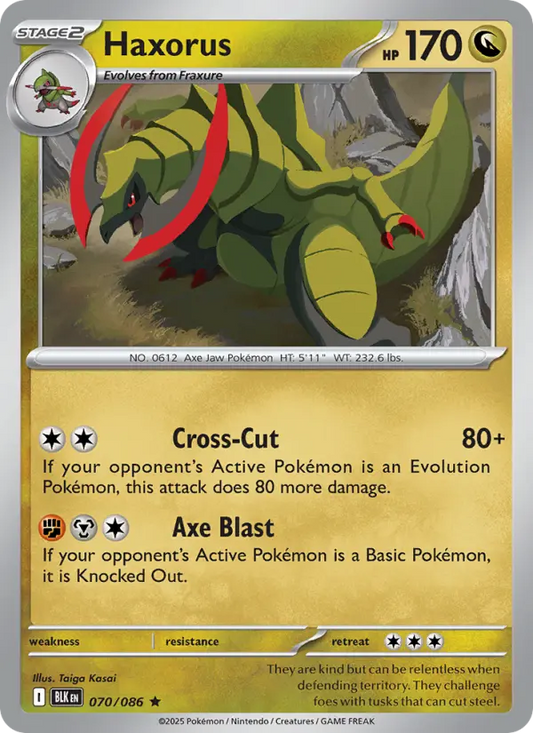 Haxorus Reverse Holo 070/86 Black Bolt Pokémon Card
