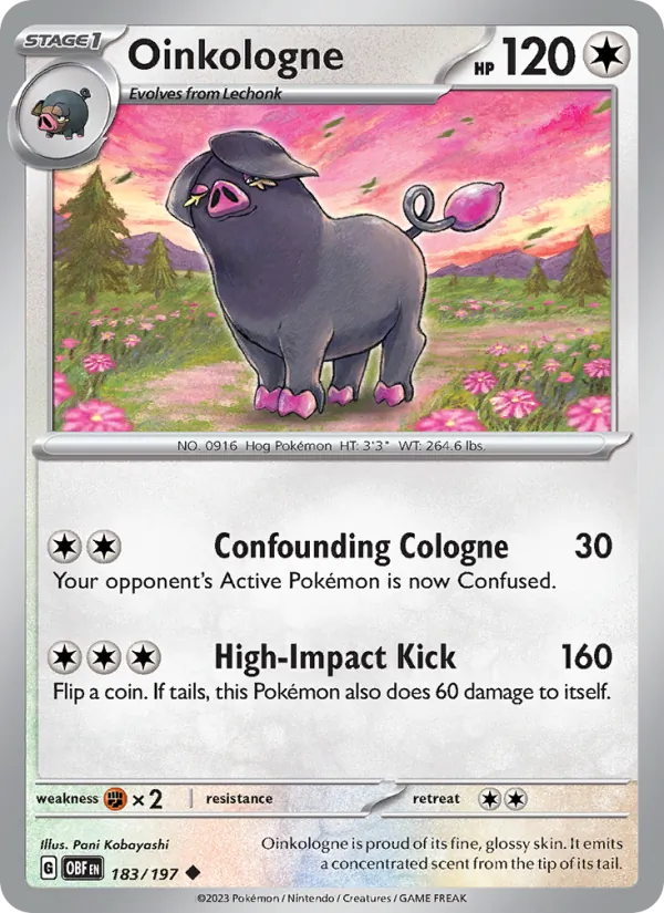 Oinkologne Normal 183/197 Obsidian Flames Pokémon Card