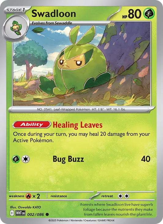 Swadloon Normal 002/86 White Flare Pokémon Card