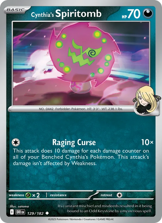 Cynthia's Spiritomb Normal 129/182 Destined Rivals Pokémon Card