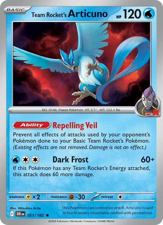 Team Rocket's Articuno Normal 051/182 Destined Rivals Pokémon Card
