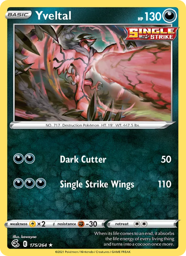 Yveltal Reverse Holo 175/264 Fusion Strike Pokémon Card