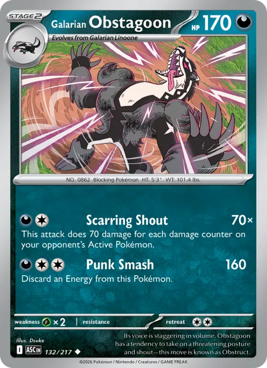 Galarian Obstagoon Reverse Holo 132/217 Ascended Heroes Pokémon Card