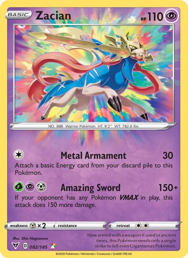Zacian Holo 082/185 Vivid Voltage Pokémon Card