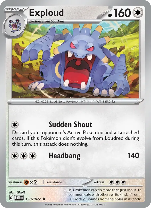 Exploud Reverse Holo 150/182 Paradox Rift Pokémon Card