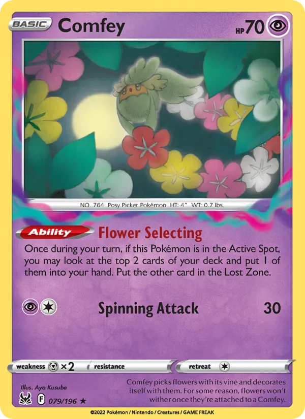 Comfey Reverse Holo 079/196 Lost Origin Pokémon Card