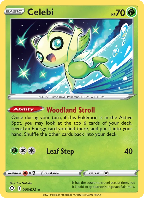 Celebi Reverse Holo 003/72 Shining Fates Pokémon Card