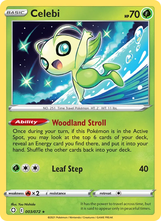 Celebi Reverse Holo 003/72 Shining Fates Pokémon Card