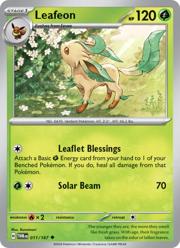 Leafeon Reverse Holo 011/167 Twilight Masquerade Pokémon Card