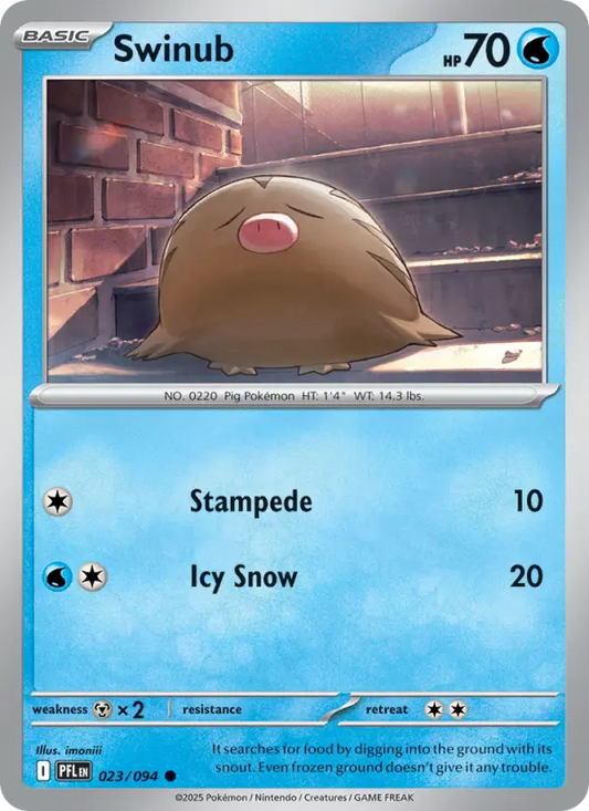Swinub Reverse Holo 023/94 Phantasmal Flames Pokémon Card