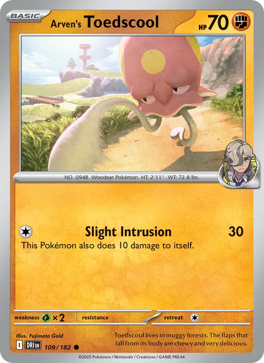 Arven's Toedscool Normal 109/182 Destined Rivals Pokémon Card