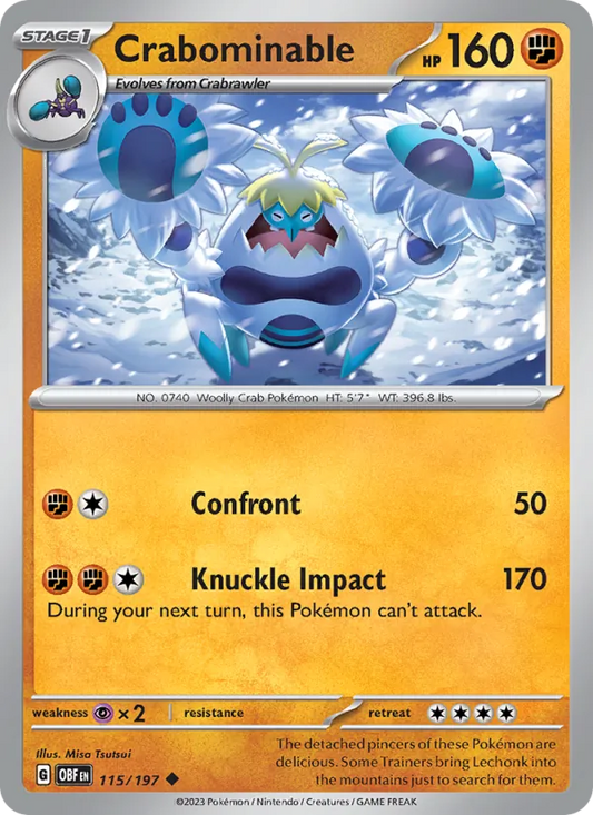 Crabominable Normal 115/197 Obsidian Flames Pokémon Card