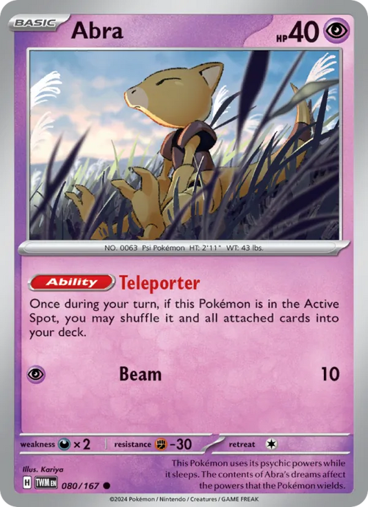 Abra Normal 080/167 Twilight Masquerade Pokémon Card