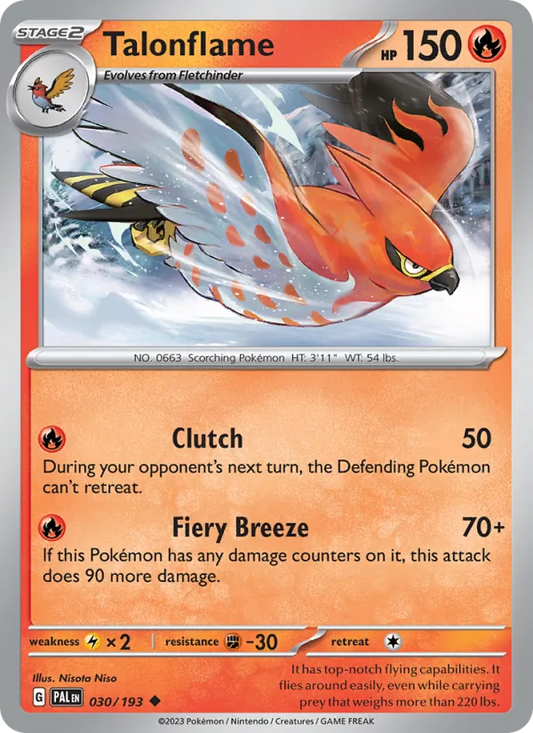 Talonflame Normal 030/193 Paldea Evolved Pokémon Card