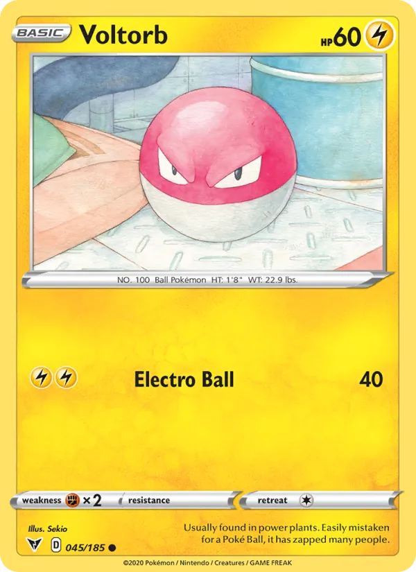 Voltorb Reverse Holo 045/185 Vivid Voltage Pokémon Card