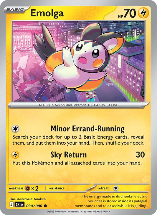 Emolga Normal 030/86 Chaos Rising Pokémon Card