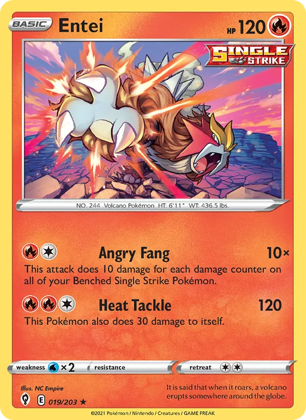 Entei Reverse Holo 019/203 Evolving Skies Pokémon Card